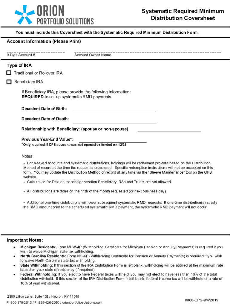 Fillable Online Required Minimum Distribution WorksheetsInternal