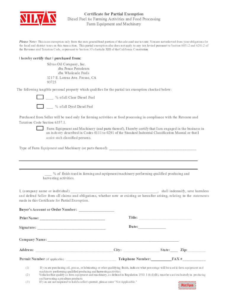 Fillable Online CERTIFICATE FOR PARTIAL SALES TAX EXEMPTION Qualified