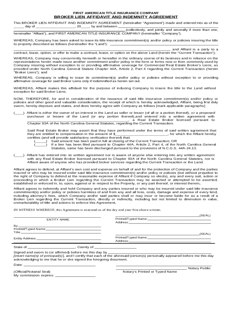 BROKER LIEN AFFIDAVIT COMMERCIAL RE. Commercial Real Estate Broker