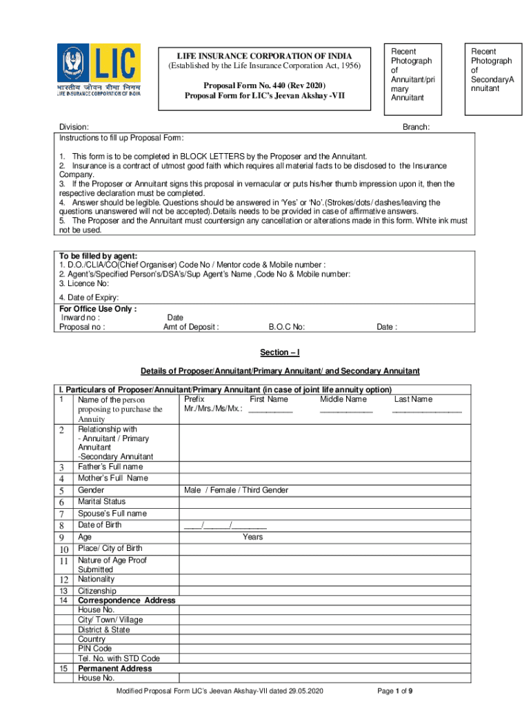 lic forms download pdf Preview on Page 1