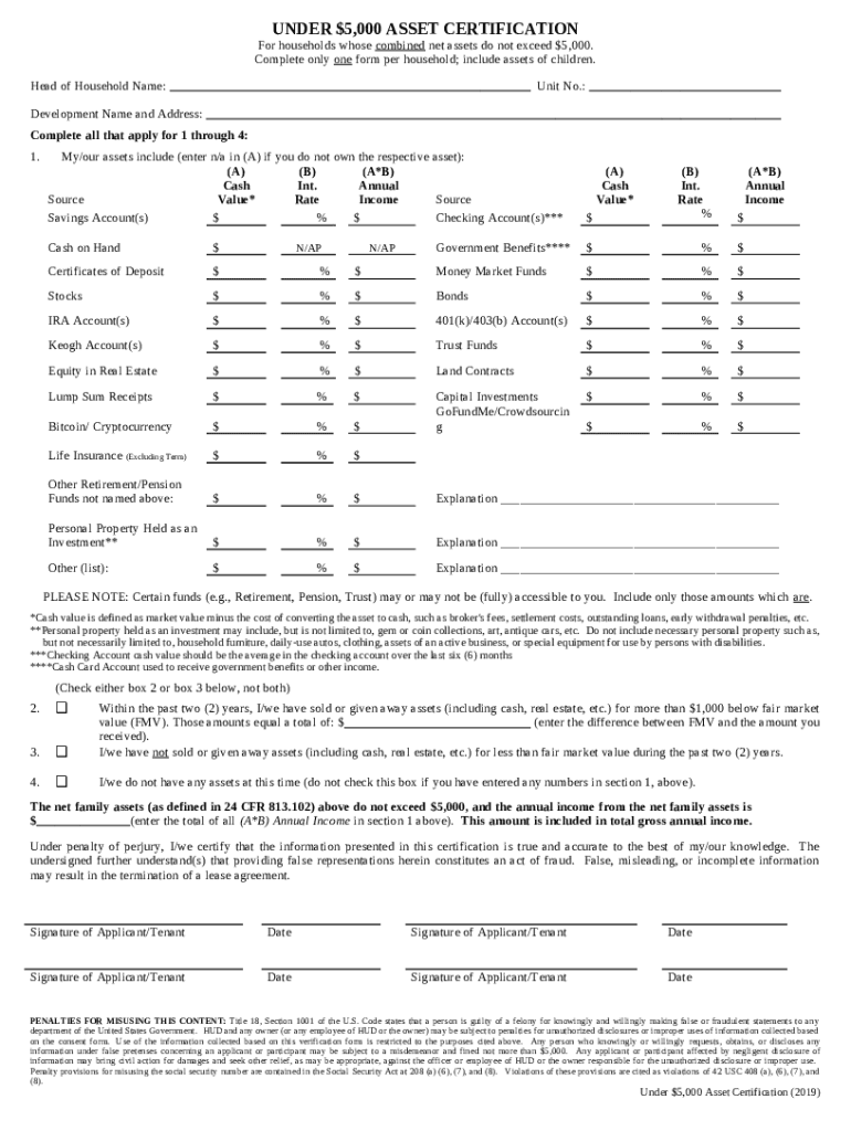Under 5,000 Asset Certification California Doc Template pdfFiller