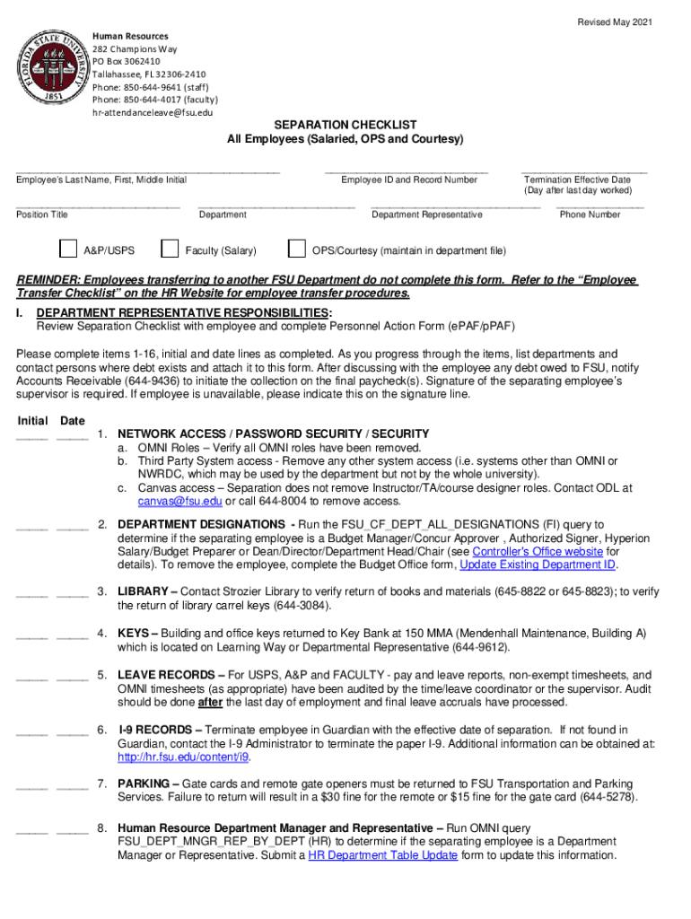 Fillable Online hr fsu HR DEPARTMENT TABLE UPDATE FORM Florida State University Fax Email