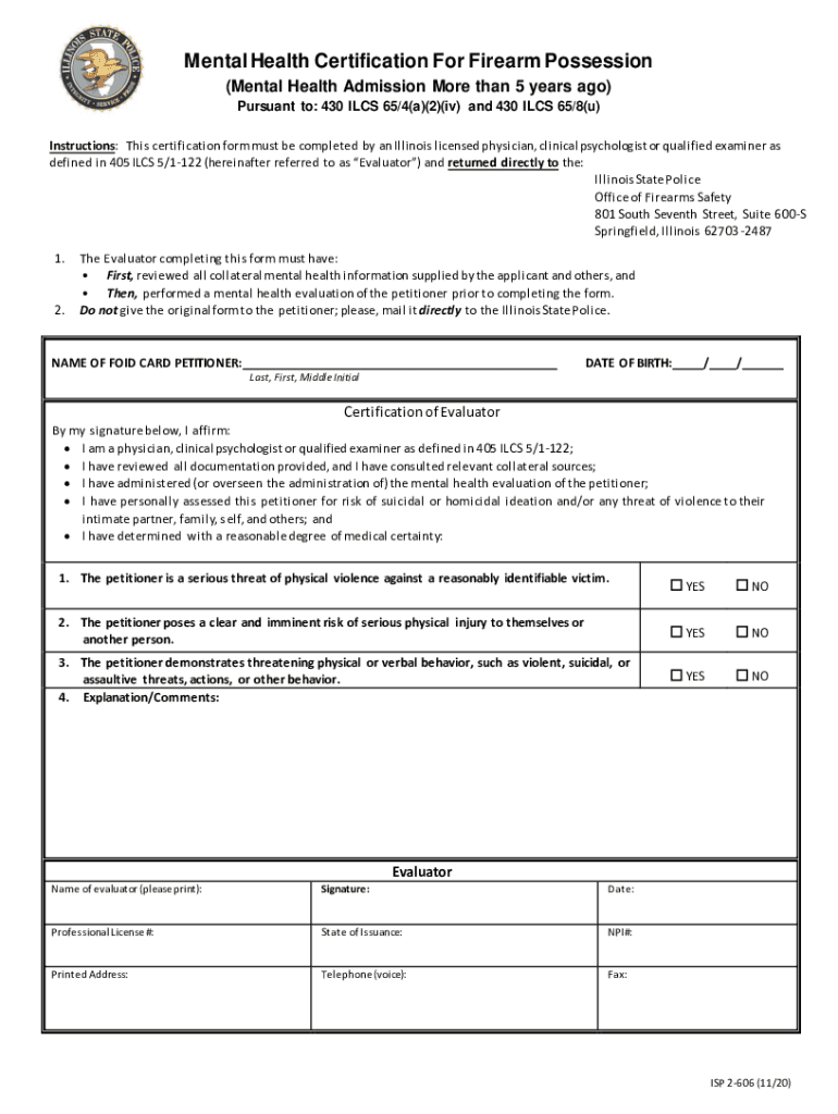 mental health certification for firearm possession Preview on Page 1