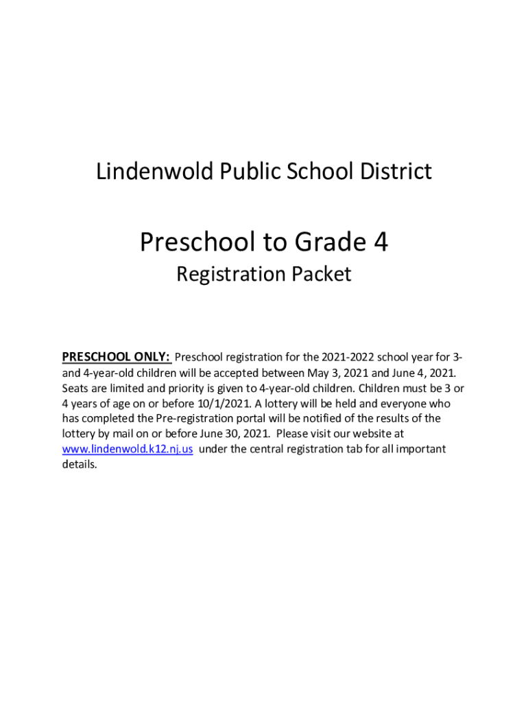 Fillable Online Preschool to Grade 4 lindenwold.k12.nj.us Fax Email