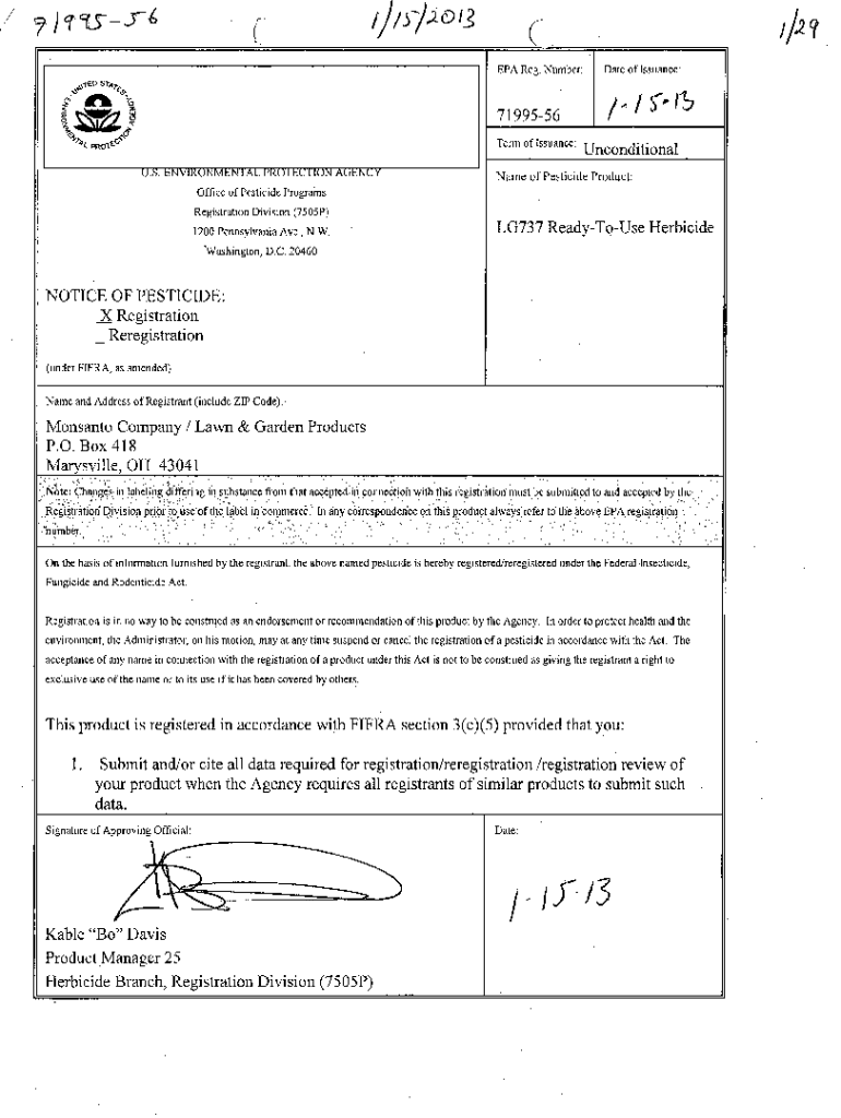 Fillable Online US EPA, Pesticide Product Label, LG737 Ready to use ...