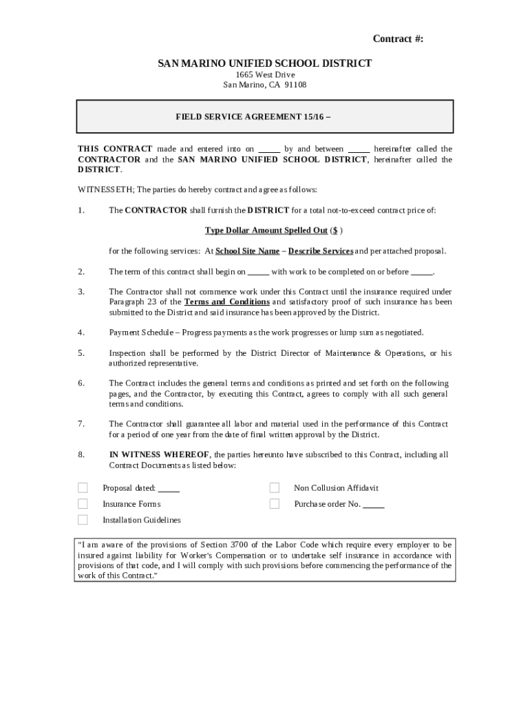 Field Service Contract Doc Template pdfFiller