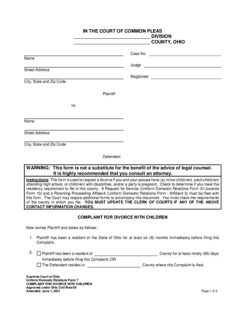 20212023 OH Uniform Domestic Relations Form 7 Fill Online, Printable, Fillable, Blank pdfFiller