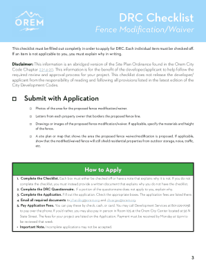 Fillable Online Orem City DRC Packet Fax Email Print - pdfFiller