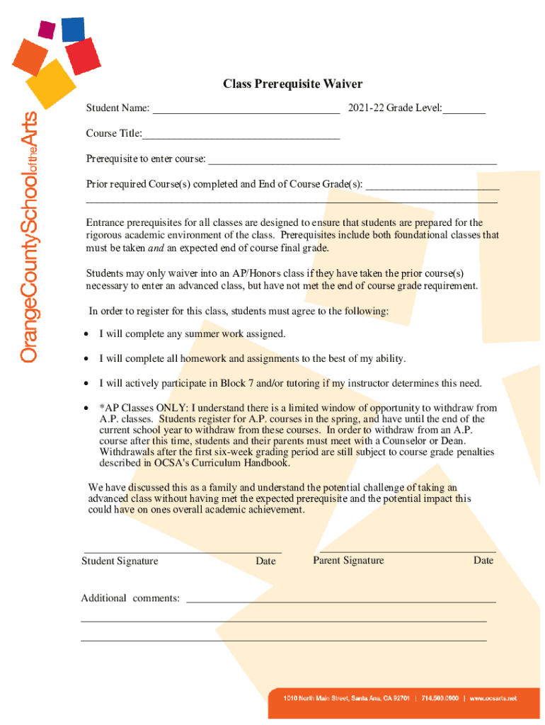 Fillable Online Class Prerequisite Waiver Fax Email Print - pdfFiller