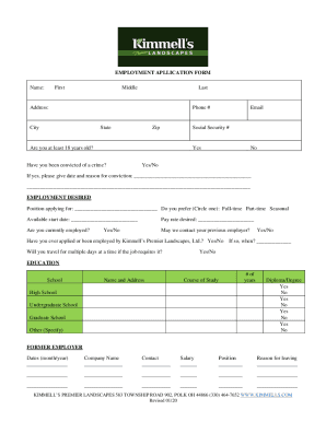 Fillable Online EMPLOYMENT APLLICATION FORM Fax Email Print - pdfFiller