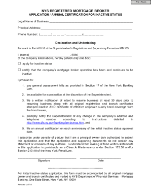 Annual Certification of Inactive Status