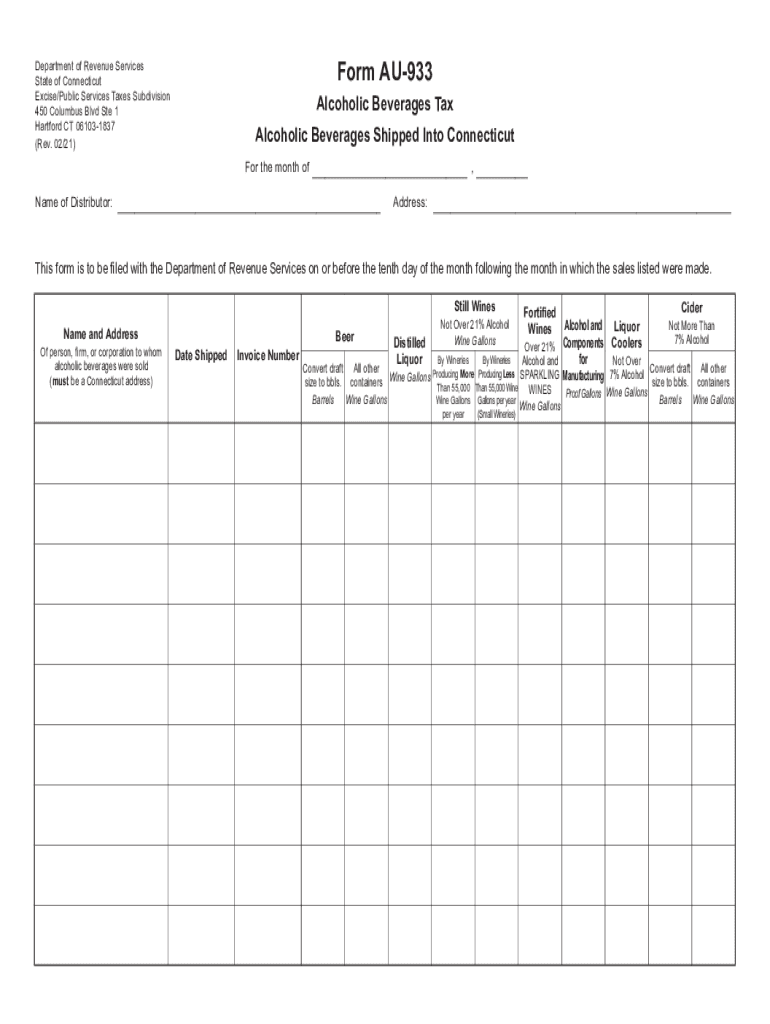 Form AU-933 Preview on Page 1