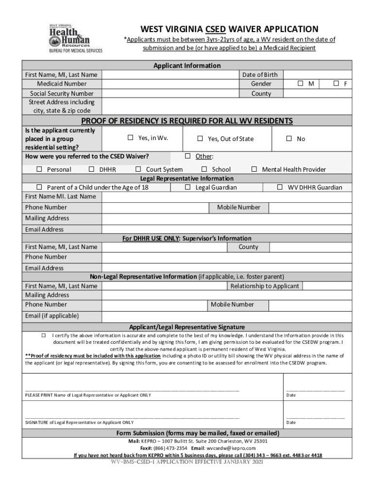 Fillable Online *Applicants must be between 3yrs21yrs of age, a WV