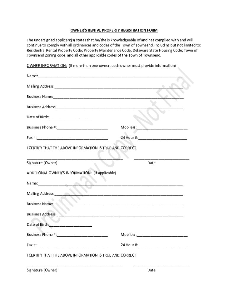 Fillable Online Are Landlords Required to Register Rental Property