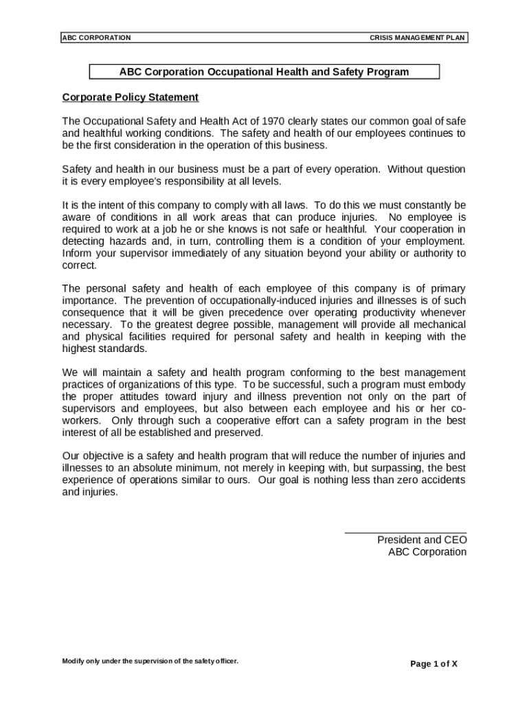 The Occupational Safety and Health Act of 1970 clearly states our