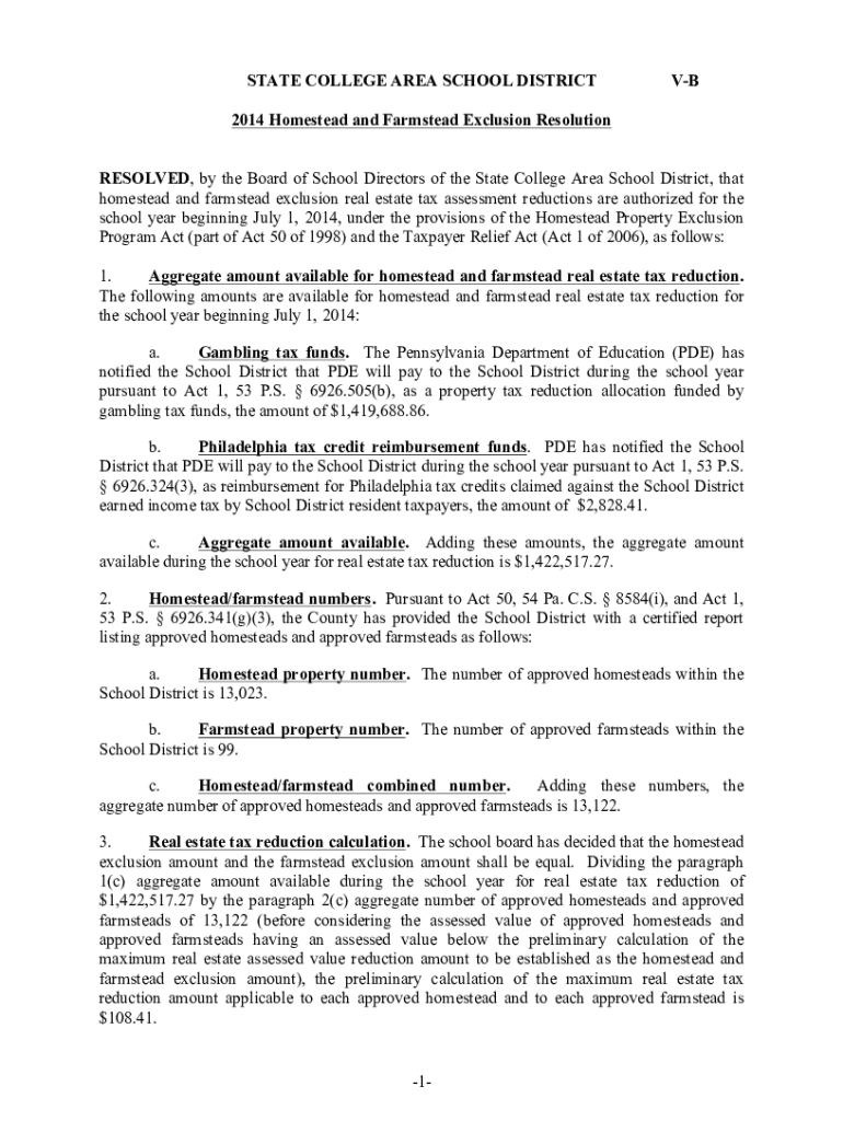 Fillable Online Homestead Exclusion Resolution 14.docx Fax Email Print