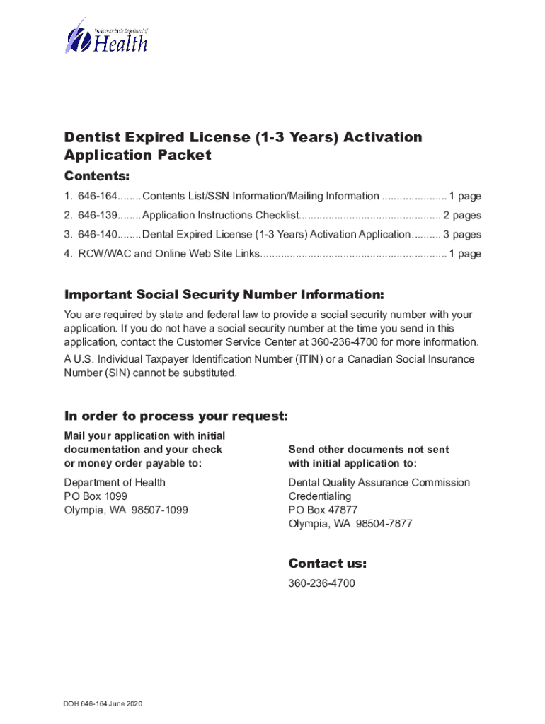 Dental Expired License (13 Years) Activation Application Fill and Sign Printable Template