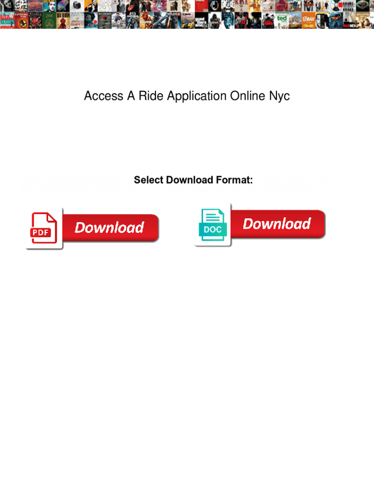 Fillable Online Access A Ride Application Online Nyc techware. Access A ...