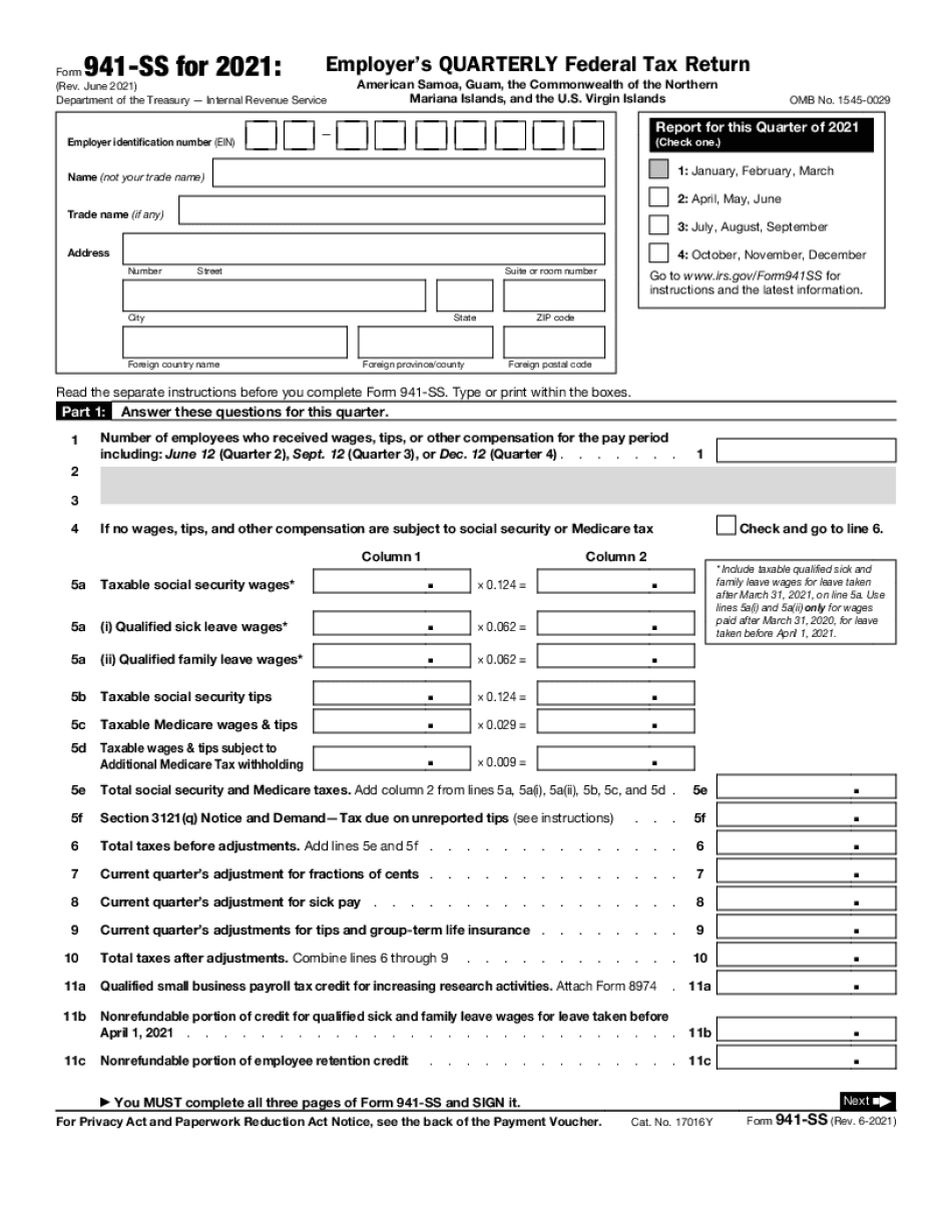 Type On Form 941-SS