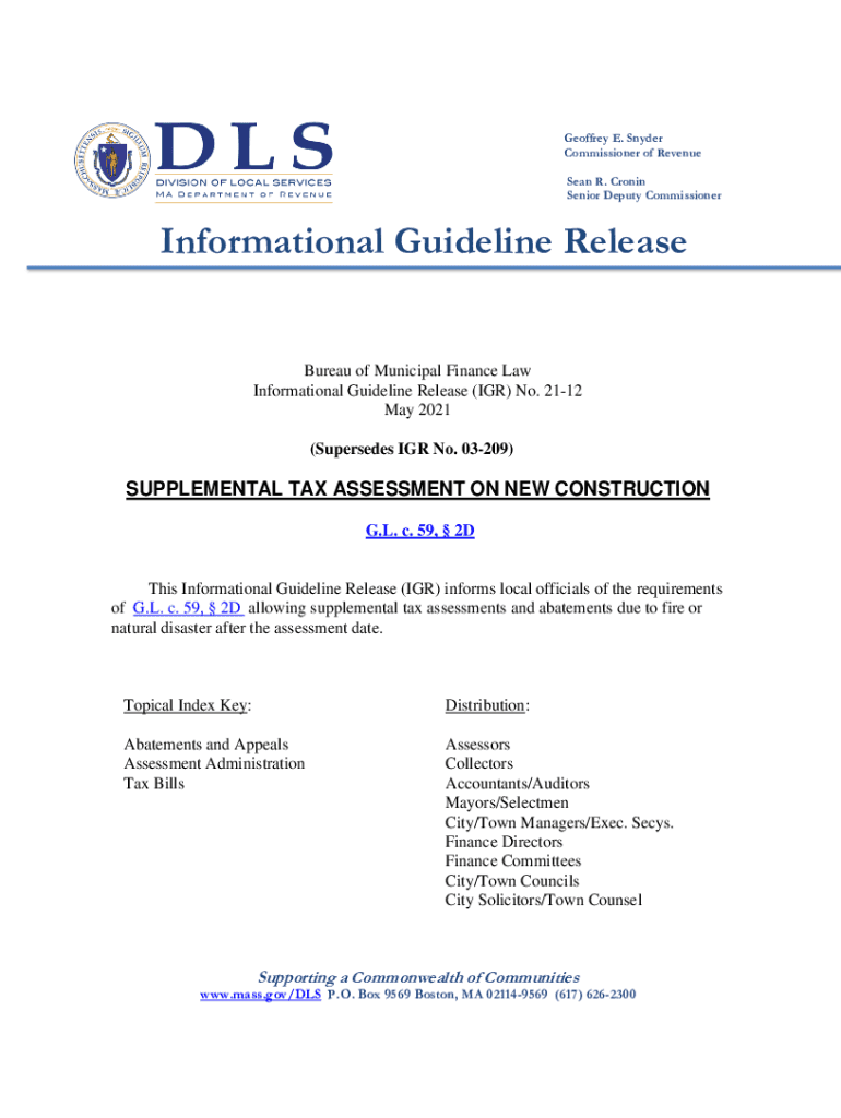 Commissioner of Revenue Senior Deputy Commissioner Bulletin Preview on Page 1