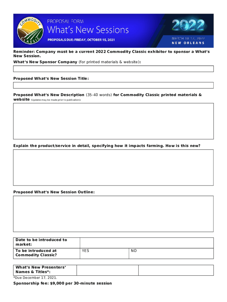 Reminder: Company must be a current 2022 Commodity Classic exhibitor to