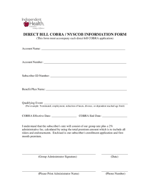 COBRA Direct Bill Information Form