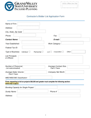 Fillable Online GVSU Office Use Only Fax Email Print - pdfFiller
