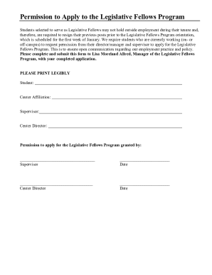 Permission to Apply to the Legislative Fellows Program