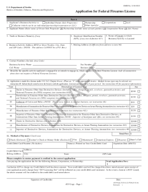 Federal Firearms License Application