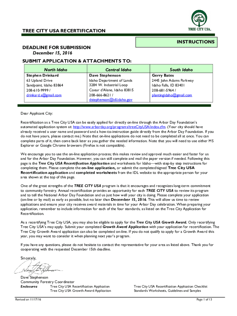 TREE CITY USA APPLICATION / RECERTIFICATION - Idaho ... Preview on Page 1