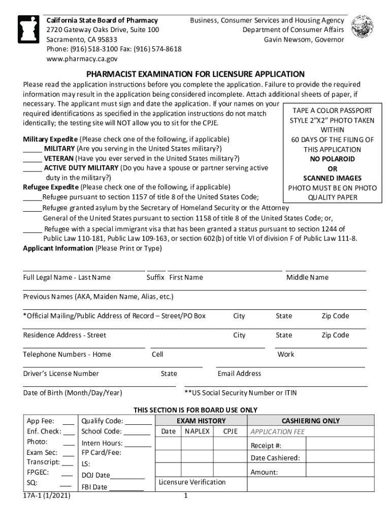 Fillable Online RPH Renewal - California State Board of Preview on Page 1