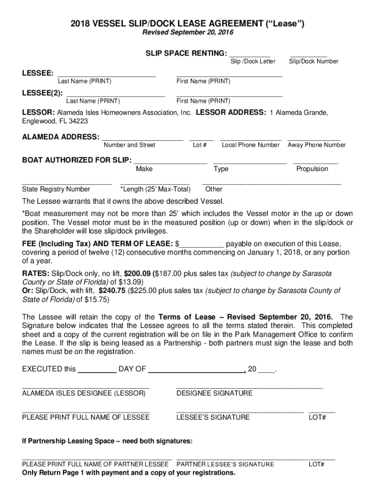 Fillable Online BOAT DOCK RENTAL AGREEMENT Fax Email Print pdfFiller