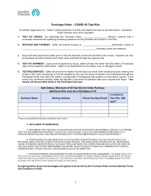 COVID-19 Test Kit Purchase Order