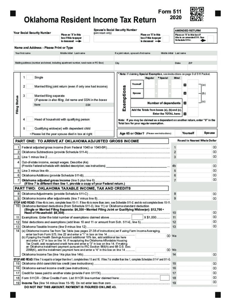 oklahoma form 511 instructions 2020 Preview on Page 1