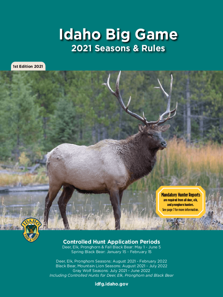 Fillable Online idfg idaho 2021 Idaho Big Game Seasons and Rules Fax