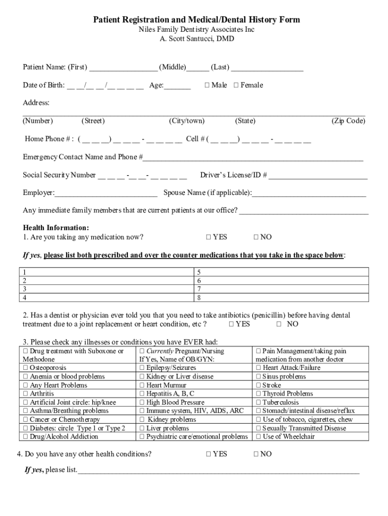 Fillable Online Patient Registration and Medical/Dental History Form Fax Email Print pdfFiller