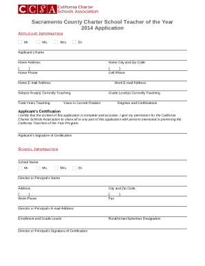 Sacramento County Charter School Teacher of the Year