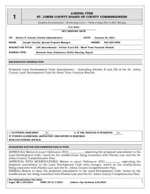 LDC Amendments - Article II and XII - Short Term Vacation Rentals