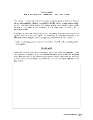 Fillable Online Harassment, Discrimination, and Retaliation Complaint ...