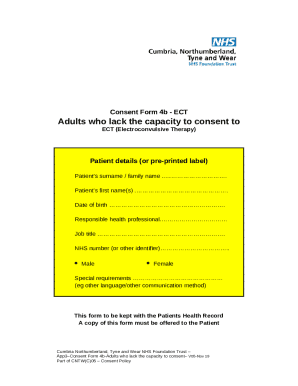 ELECTROCONVULSIVE TREATMENT (ECT), INFORMED CONSENT FORM