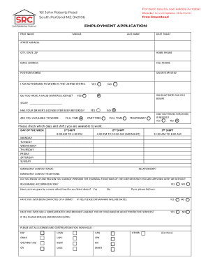 Maine Employment Application