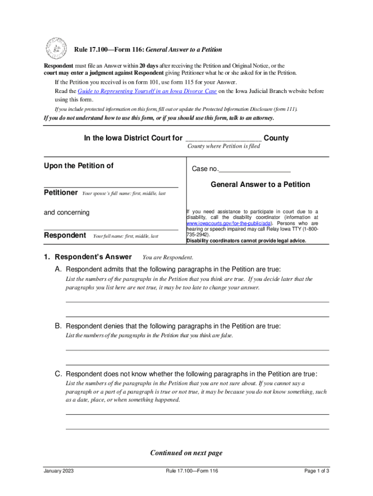 17 116 General Answer to a Petition Preview on Page 1