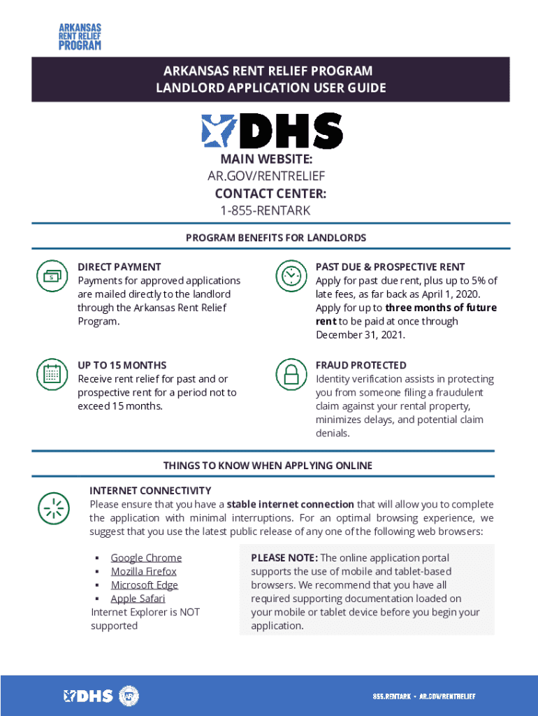Fillable Online humanservices arkansas MAIN WEBSITE AR.GOV/RENTRELIEF