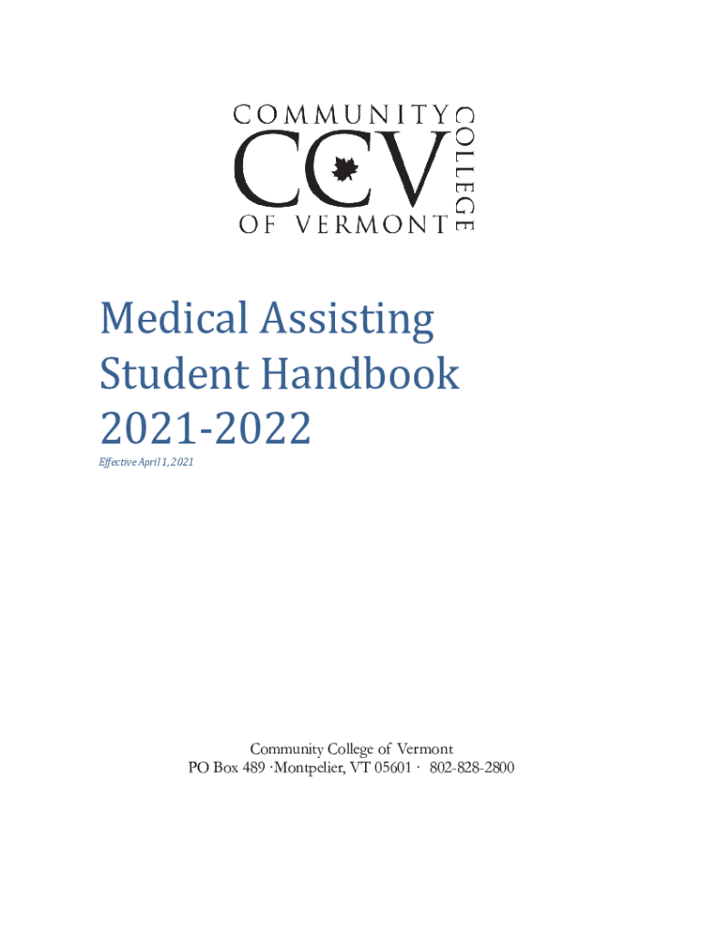 Fillable Online catalog ccv PDF Medical Assisting Student Handbook