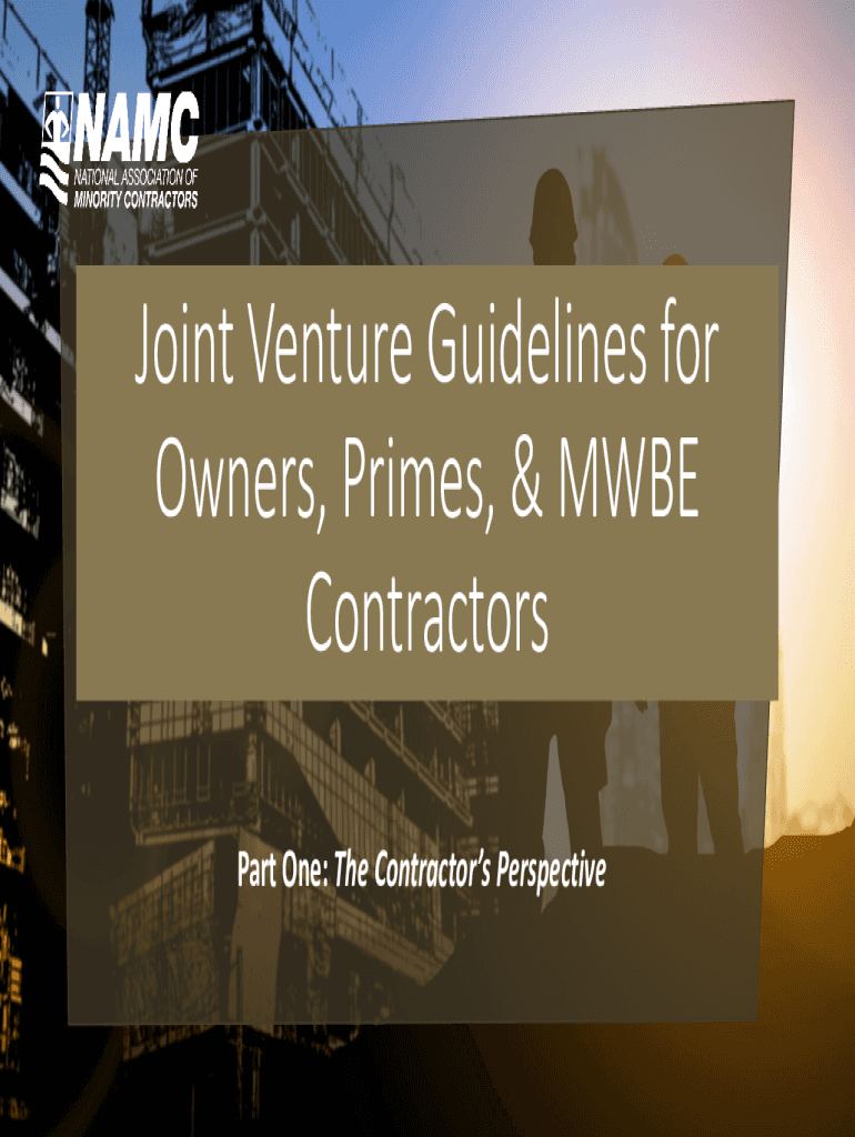 Fillable Online Joint Venture Guidelines for Owners, Primes, & MWBE