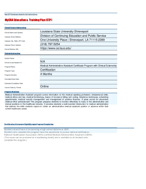 MyCAA Education Training Plan