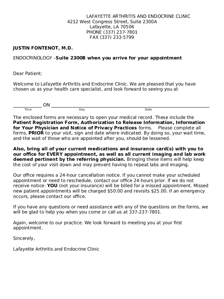 Patient s Lafayette Arthritis and Endocrine Clinic Doc Template