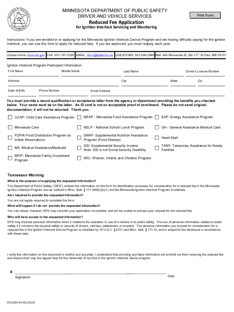 Form PS31202 "Ignition Interlock Participation Agreement Preview on Page 1