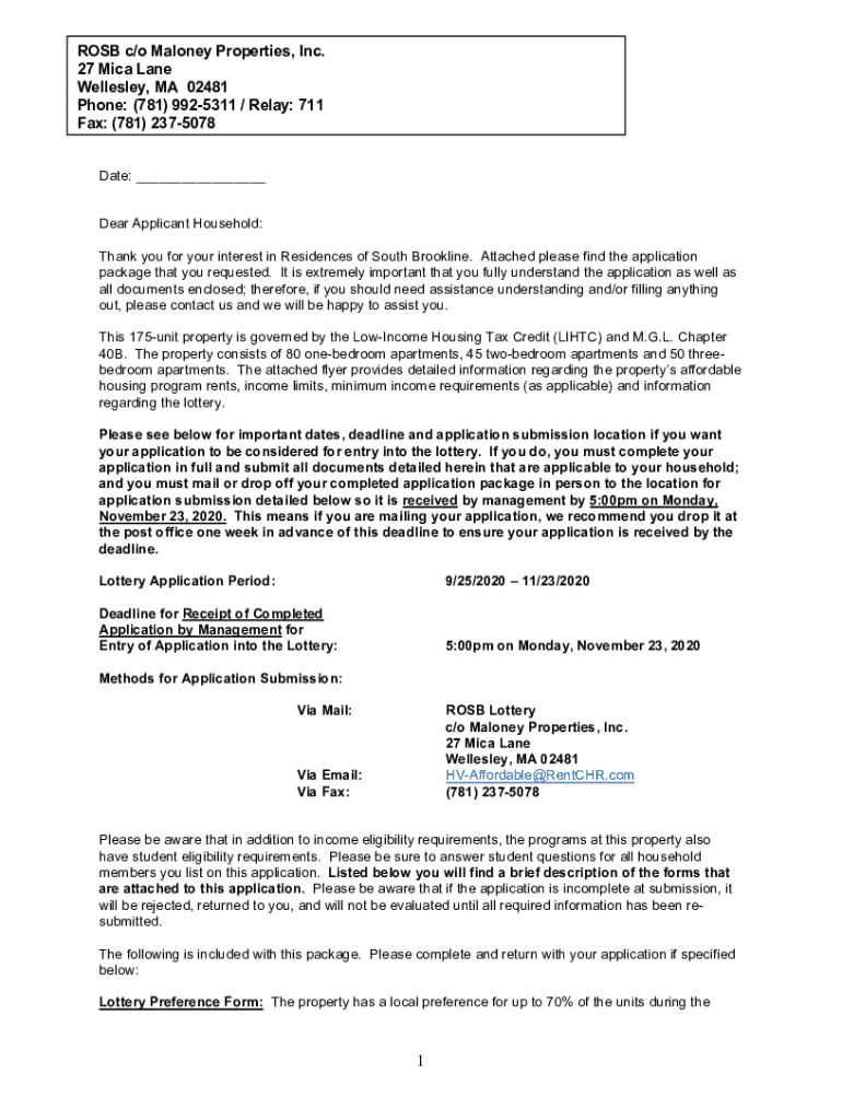 Fillable Online ROSB c/o Maloney Properties, Inc Fax Email Print