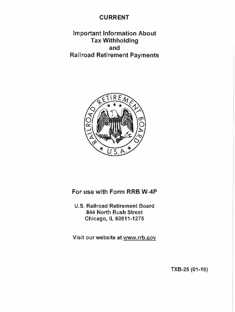 Fillable Online Form RRB W 4P RRB W 4P Withholding Certificate for